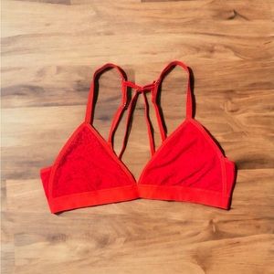 Aerie Red T back Non padded Bralette Size Medium sexy racerback mesh